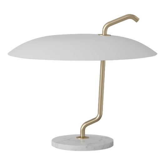 Model 537 Lamp with Brass Structure and White Reflector by Gino Sarfatti for Astep For Sale