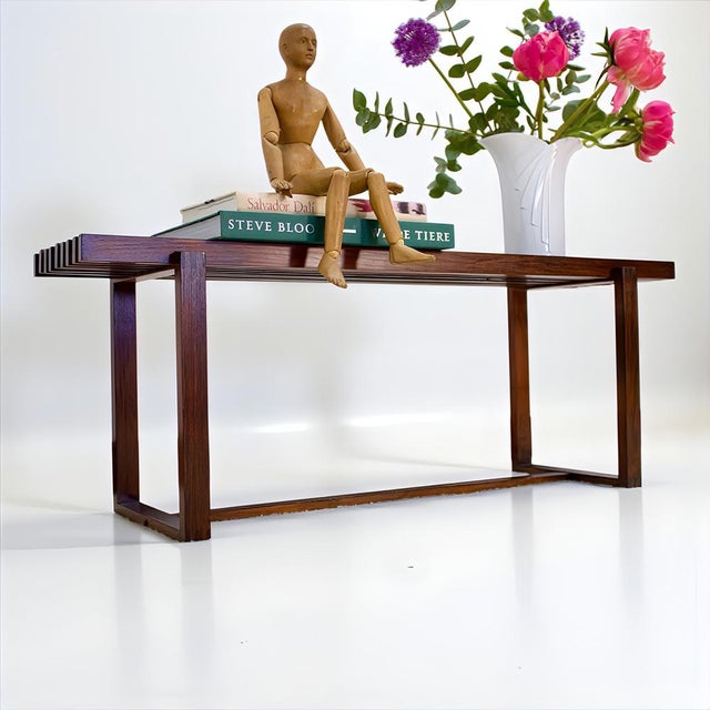 Mid-Century Scandinavian Modern Slatted Bench in Teak, 1960s For Sale - Image 4 of 13