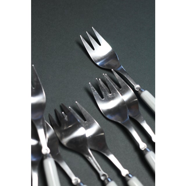 1970s Boho Chic Denby Regency White Jewel Flatware - Salad Forks For Sale - Image 6 of 11