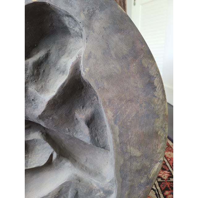 Antique Oval Bronze Bas-Relief Wall Plaque Portrait of a Nude Maiden For Sale - Image 16 of 16