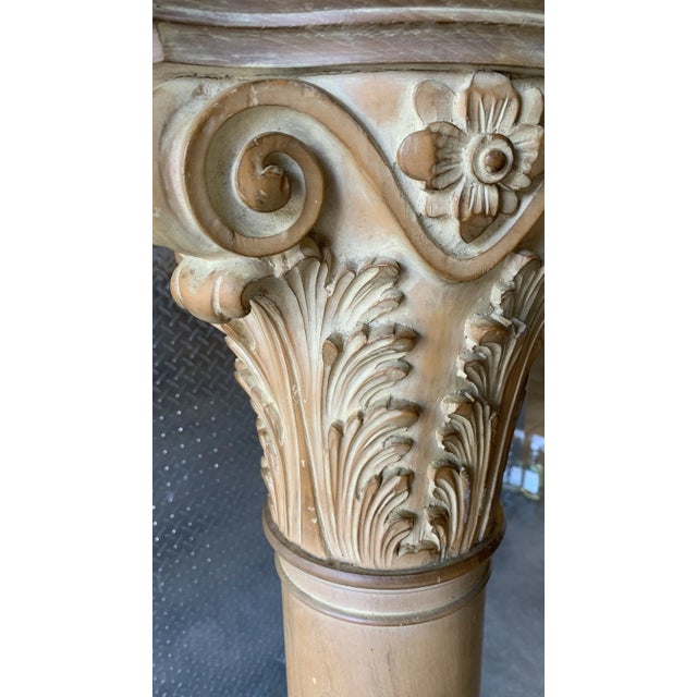 Vintage Karges Carved Wood Paint Decorated, Corinthian Pedestal /Column For Sale In Orlando - Image 6 of 12
