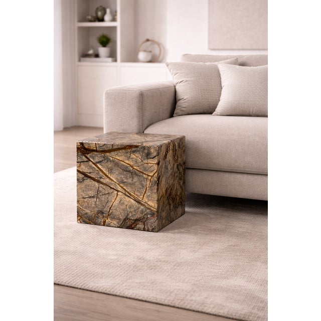 Marble Cube in Forest Brown by Andrea Grasso For Sale - Image 3 of 7