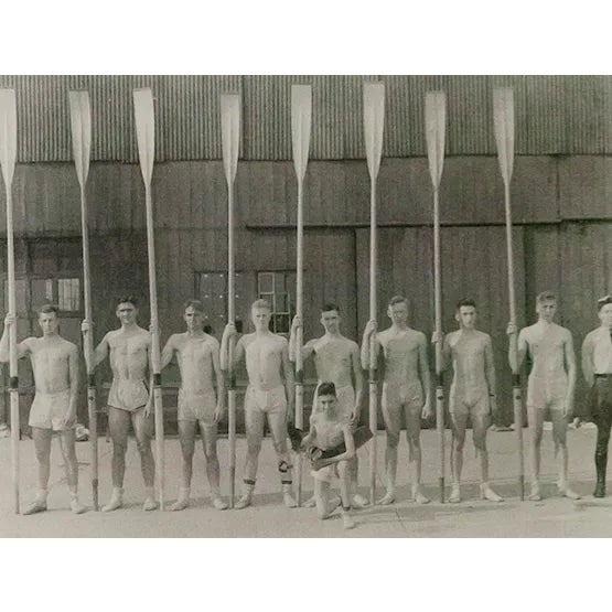 Classic IN military prep school 'Eight' crew photo c1950s Photo Sz: 7"H x 8 3/4"W Frame Sz: 12"H x 13 3/4"W