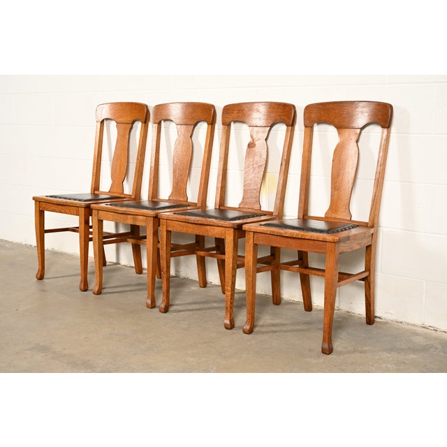 Heywood-Wakefield Heywood Wakefield Antique Mission Oak Arts & Crafts Dining Chairs, Set of Four For Sale - Image 4 of 14