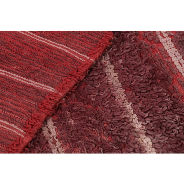 Red Vintage Moroccan Runner Rug in Red With Geometric Striped Patterns - Rug & Kilim For Sale - Image 8 of 8