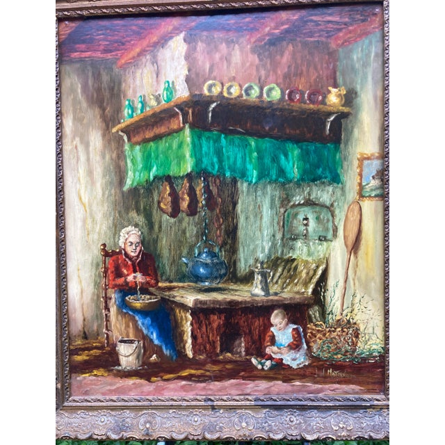 Exquisite, exceptional and brilliantly executed original Dutch oil painting. Oil on board (masonite), with vivid and...