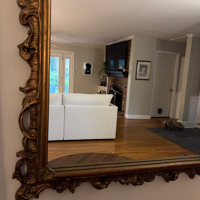 Wood Vintage Rococo Revival Carved Gold Wall Mirror | Large Ornate Gilt Frame For Sale - Image 7 of 9