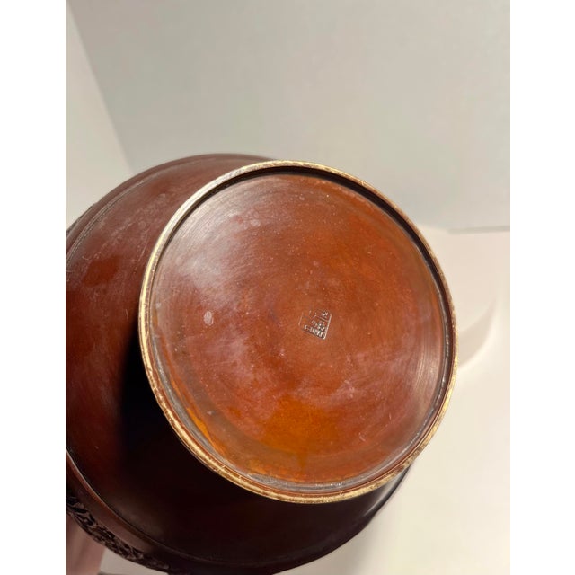 Antique Meiji Period Japanese Bronze Vase - Birds & Flowers High Relief 10.5"h For Sale - Image 4 of 8