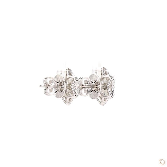 Metal 2.5 Carat Round Brilliant Cut Diamond Gold Earrings, Pair For Sale - Image 7 of 9