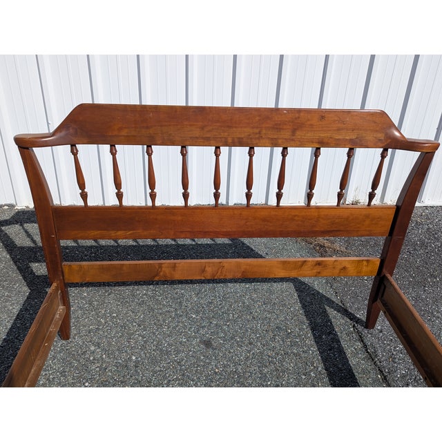 Vintage Cherrywood Shaker Style Queen Bedframe For Sale - Image 4 of 10