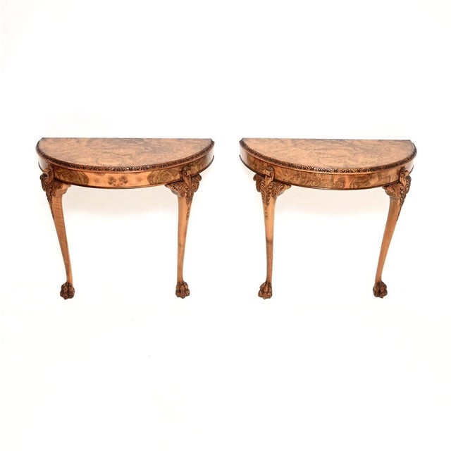Vintage Burr Walnut Console Tables, 1930s, Set of 2 For Sale - Image 11 of 11