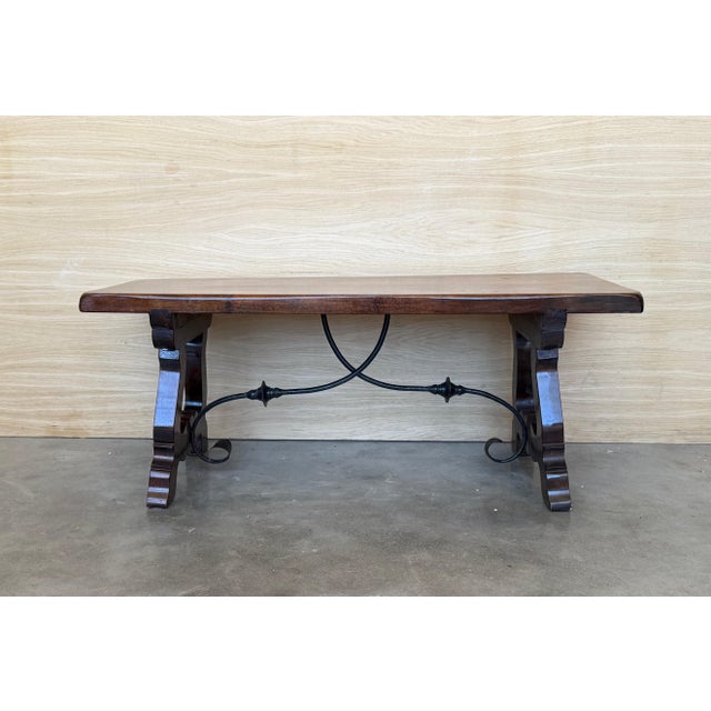 Early 20th Century Spanish rectangular coffee table with lyre Legs For Sale - Image 16 of 18