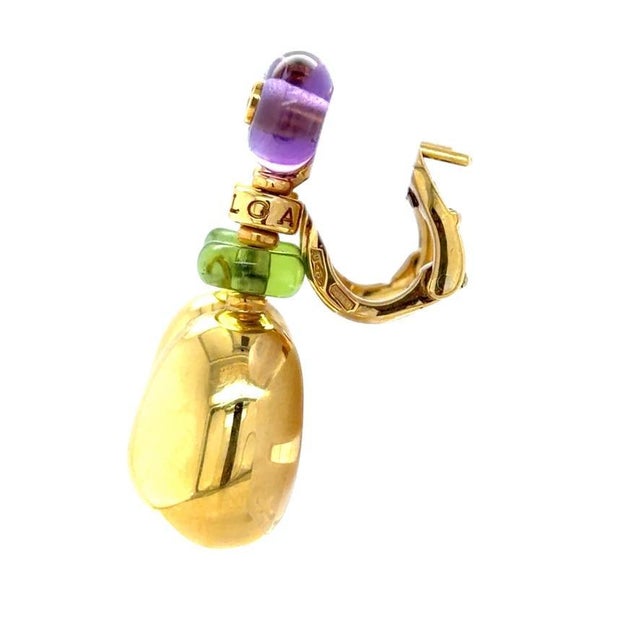 Early 21st Century Bvlgari, Mediterranean Eden Diamond, Amethyst and Peridot Earrings, 18k, A Pair For Sale - Image 5 of 7