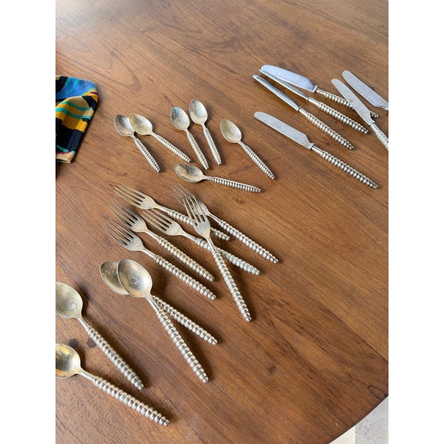 Antique Graphic Silver Cutlery for Six People, 1980s, Set of 24 For Sale - Image 3 of 11