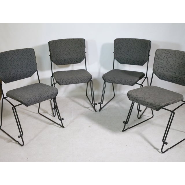 1980s Mid-Century Stacking Chairs in Metal and Fabric by Albert Stoll for Giroflex, 1980s, Set of 4 For Sale - Image 5 of 15