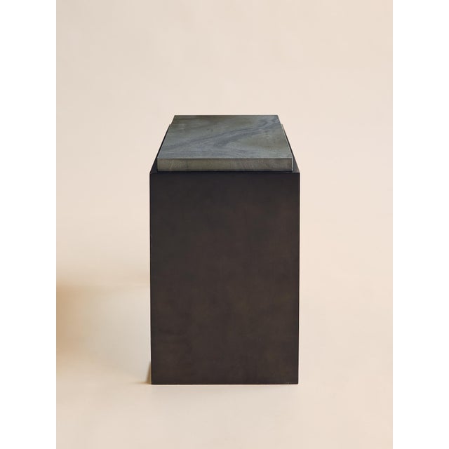 1990s The Steel and Marble Side Table For Sale - Image 4 of 9