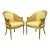 Vintage Italian Hollywood Regency Gold Gilt Barrel Back Cane Lounge Chairs, Pair For Sale