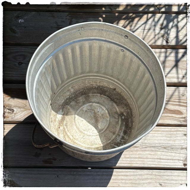 Metal English Bucket Galvanized Metal Wash Tub For Sale - Image 7 of 12