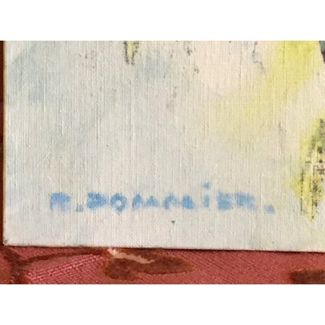 Vintage French Original Pink Floral Oil Painting For Sale - Image 4 of 10