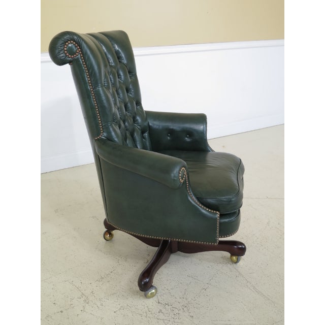 Kittinger Tufted Green Leather Office Chair Chairish