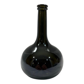Vintage Onion Bottle in Deep Green For Sale