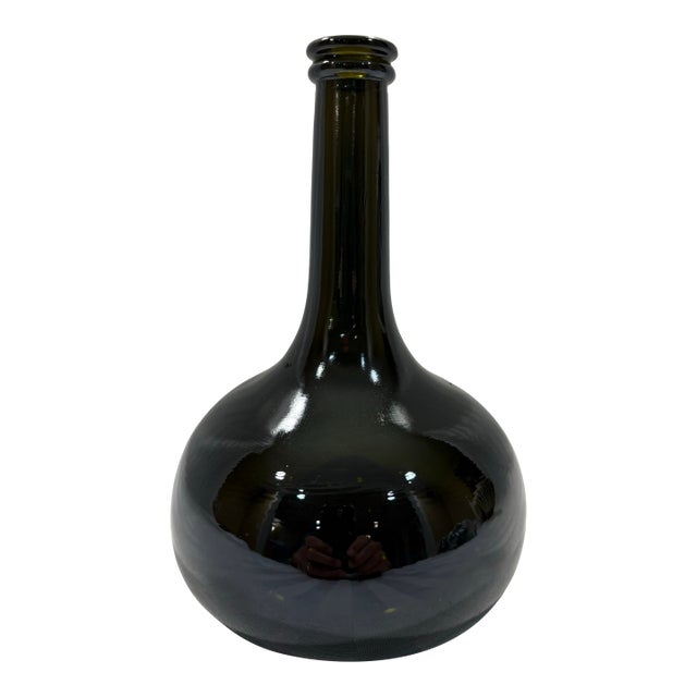 Vintage Onion Bottle in Deep Green For Sale