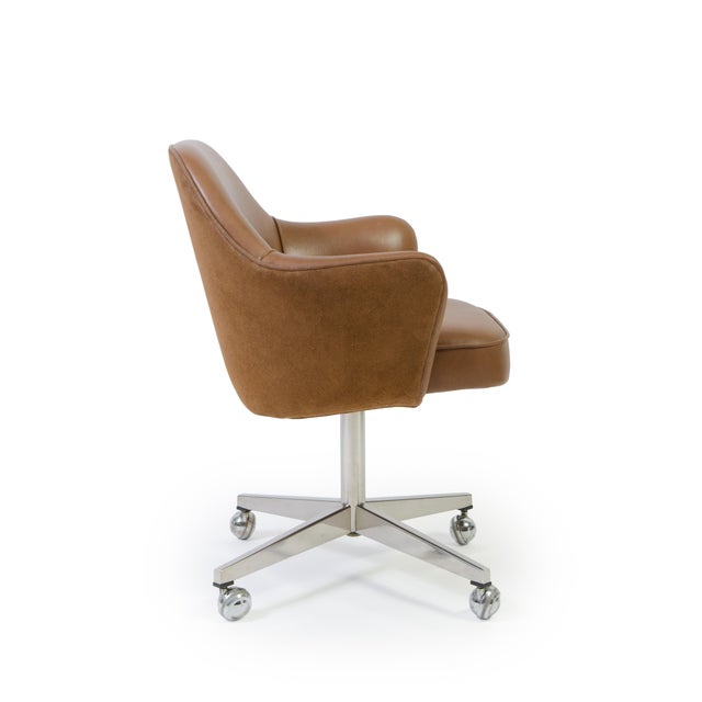Saarinen Executive Arm Chair In Saddle Leather Suede Swivel Base Chairish
