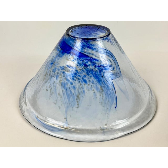 Large Vintage Conical Blue Glass Centerpiece Bowl, 1980s For Sale - Image 14 of 15