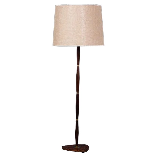 Mid-Century Danish Rosewood & Brass Floor Lamp, 1960s For Sale