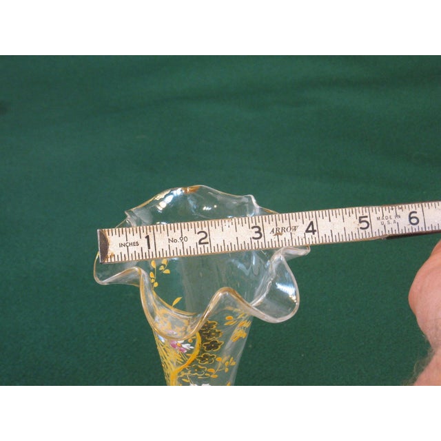 19th Century Vase Enameled Bohemian Glass Hand Painted & Worked Blown Glass Victorain For Sale - Image 11 of 12