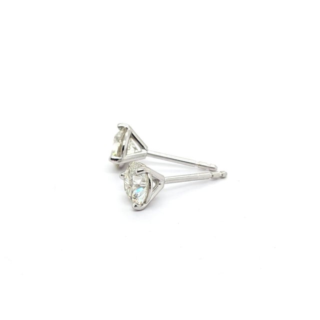 14k White Gold Diamond Stud Earrings ~1.23cts, Pair For Sale - Image 4 of 9