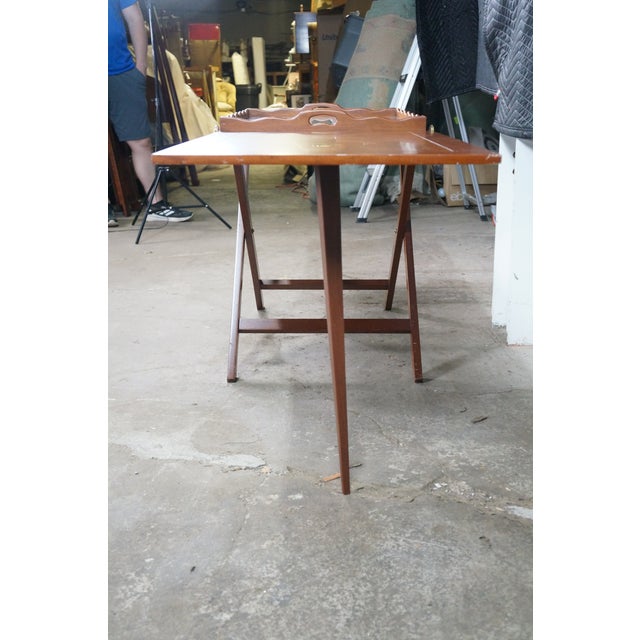 Mid 20th Century Baker Furniture Expandable Party Butler Mahogany Removable Serving Tray Table For Sale - Image 13 of 18