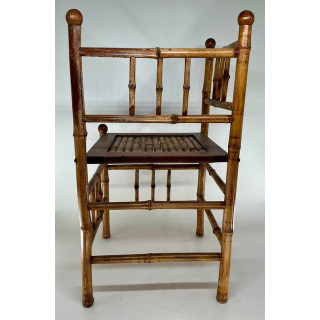 Late 19th Century Antique English Burnt Bamboo Corner Chair or Shelf. For Sale - Image 5 of 10