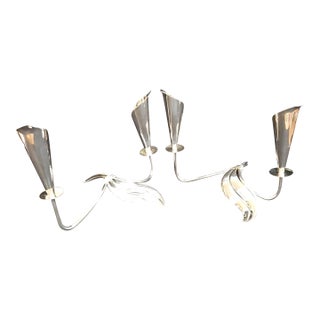 VTG Hans Jensen Silverplate Calla Lily Taper Candle Holders Denmark For Sale