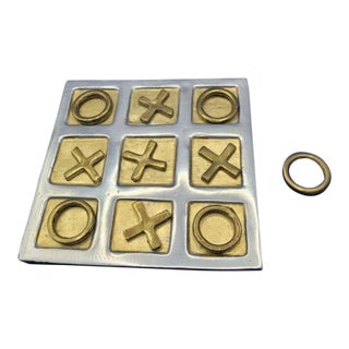 Vintage MCM Brass & Aluminum Tic Tac Toe Game For Sale