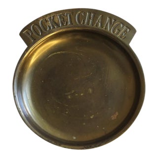 Vintage Brass Trinket Tray / Catchall for Pocket Change For Sale
