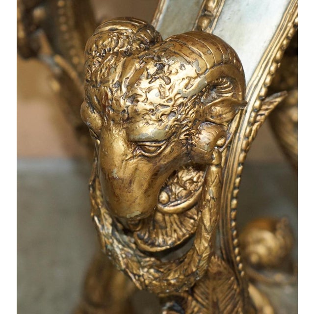 Baroque Metal Rams & Maiden Head Marble Topped Console Table For Sale - Image 10 of 18