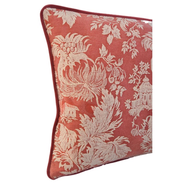 French Provincial Italian Mariano Fortuny Fragonard Botanical Feather/Down Pillow For Sale - Image 3 of 5