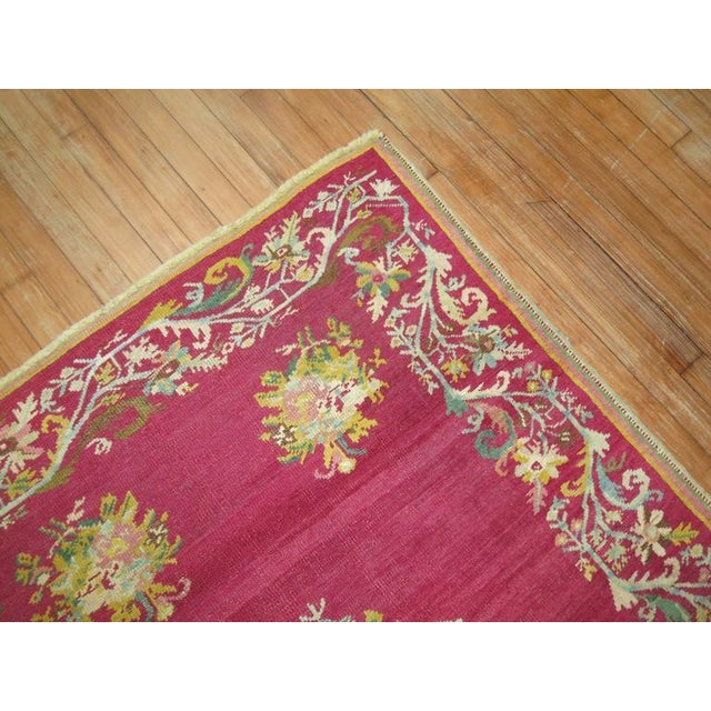 Folk Art Early 20th Century Zabihi Collection Stunning Raspberry Turkish Ghiordes Floral Carpet - 3'9" x 6' For Sale - Image 3 of 6