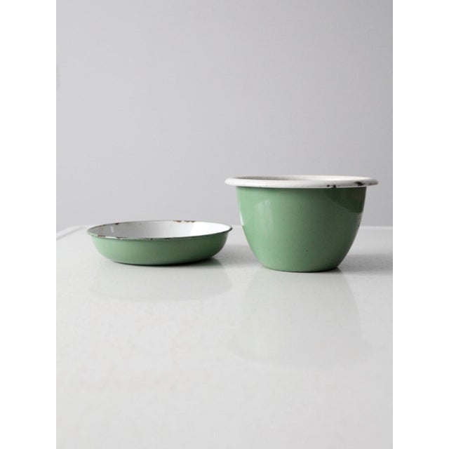 Mid-Century Swedish Green Enamelware Bowl Set For Sale - Image 12 of 13