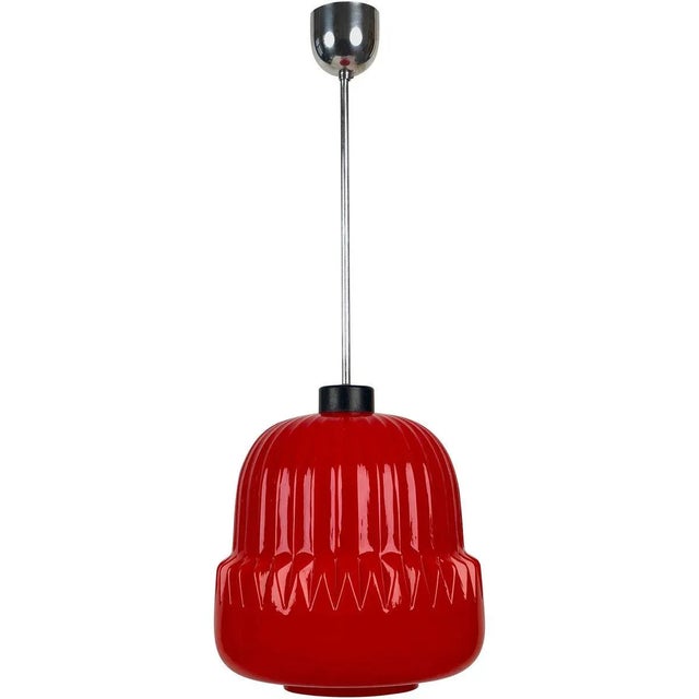 Red Modern Red Glass Globe Pendant Lamp, 1960s For Sale - Image 8 of 8