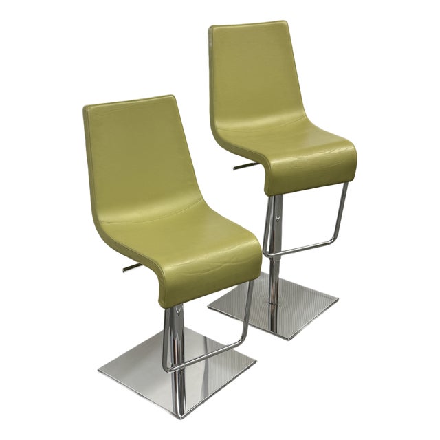 Karim Rashid for Bonaldo Adjusting Skipping Bar Stools, Chartreuse For Sale