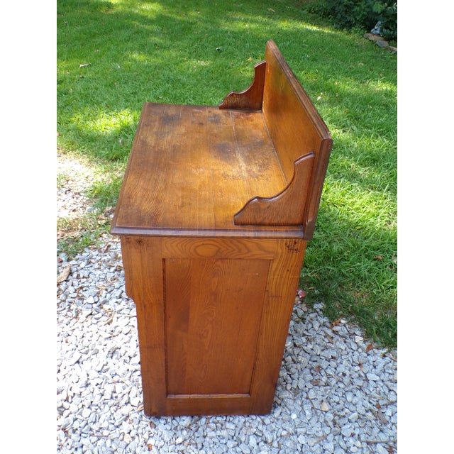 Wood Antique Oak Chest Commode Washstand Dry Sink Country Farmhouse Cabinet Dresser For Sale - Image 7 of 15