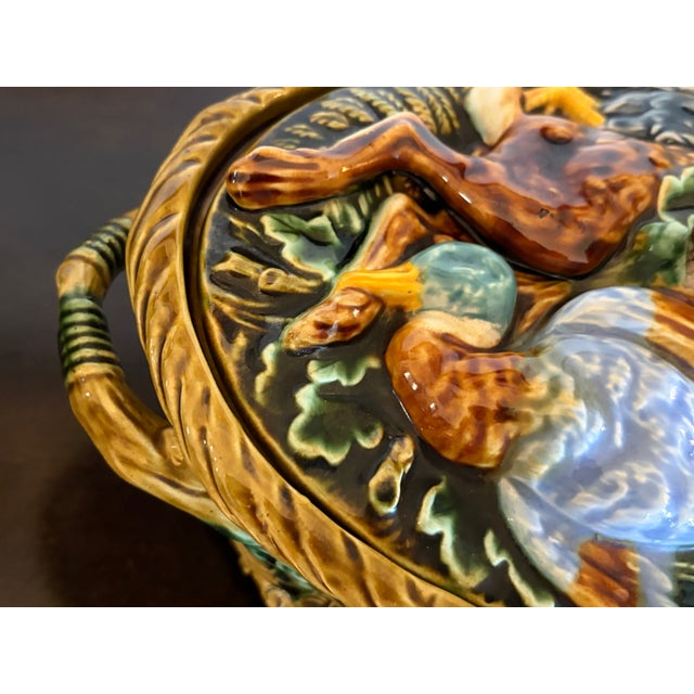 Dark Green 1910s Minton Style Majolica Game Pie Tureen Manufactured in Lisbon For Sale - Image 8 of 15