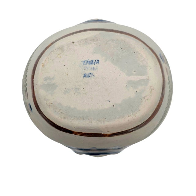 VTG Tonala Folk Art Pottery Vase Bottle Sun Face Hand Painted Mexico 9.5" For Sale - Image 10 of 10