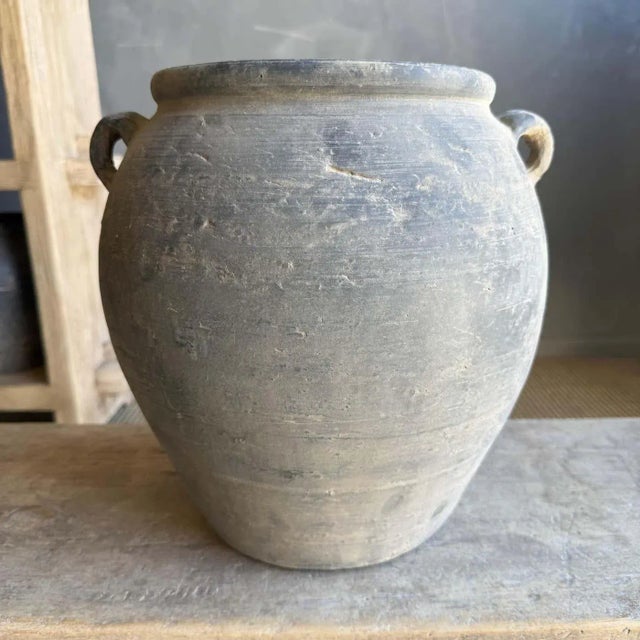 Not Yet Made - Made To Order Vintage Style Matte Gray Oil Pottery With 2 Handles For Sale - Image 5 of 9