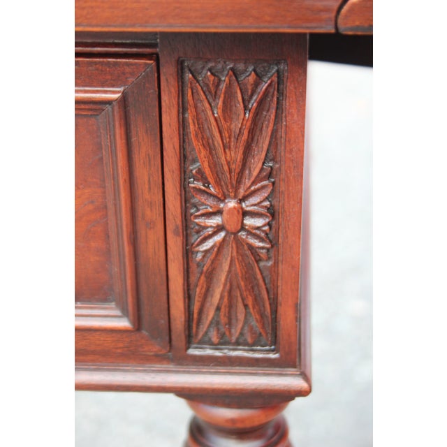 Early 20th Century Vintage Georgian Mahogany 1-Drawer Drop-Leaf Writing Table For Sale - Image 11 of 12