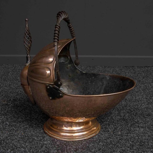 Antique Victorian Copper Helmet Coal Bucket For Sale - Image 5 of 15