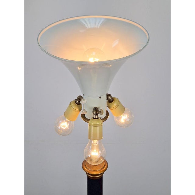 Vintage Neoclassic Green Leather Floor Lamp, 1930s For Sale - Image 6 of 18