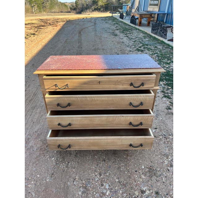 19th Century French Louis XVI Commode from France. Made of solid Walnut with a marble top, the wood was professionally...